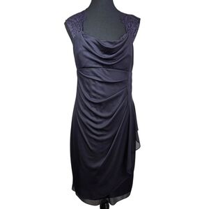 Scarlett Draped Mini Dress With Delicate Lace Shoulders In Purple Size 8